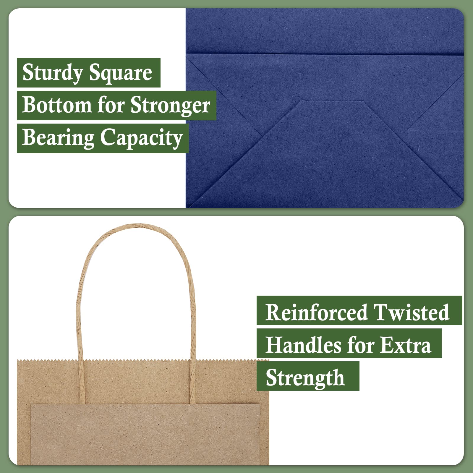 Premium 16x6x12 Navy Blue Kraft Paper Bags with Handles - 25 Pack Bulk Shopping Bags for Retail, Grocery & Takeout | Eco-Friendly Gift Bags, Merchandise Bags & Tote Bags for Business, Parties & Everyday Use