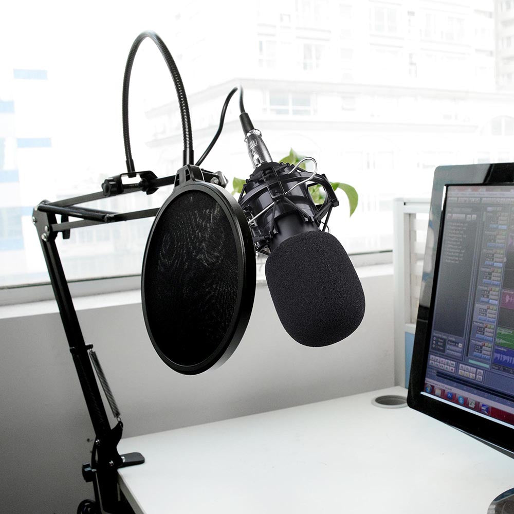 Professional BM800 Condenser Microphone Kit with Shock Mount - Studio Recording, Podcasting & Voice Over Equipment for Home Studio, Streaming & YouTube Content Creation