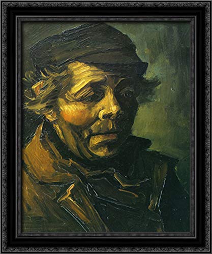 Vincent van Gogh 'Head of a Peasant' 20x24 Framed Canvas Art - Study for The Potato Eaters - Black Ornate Wood Frame - Perfect for Living Room, Bedroom or Office Wall Decor
