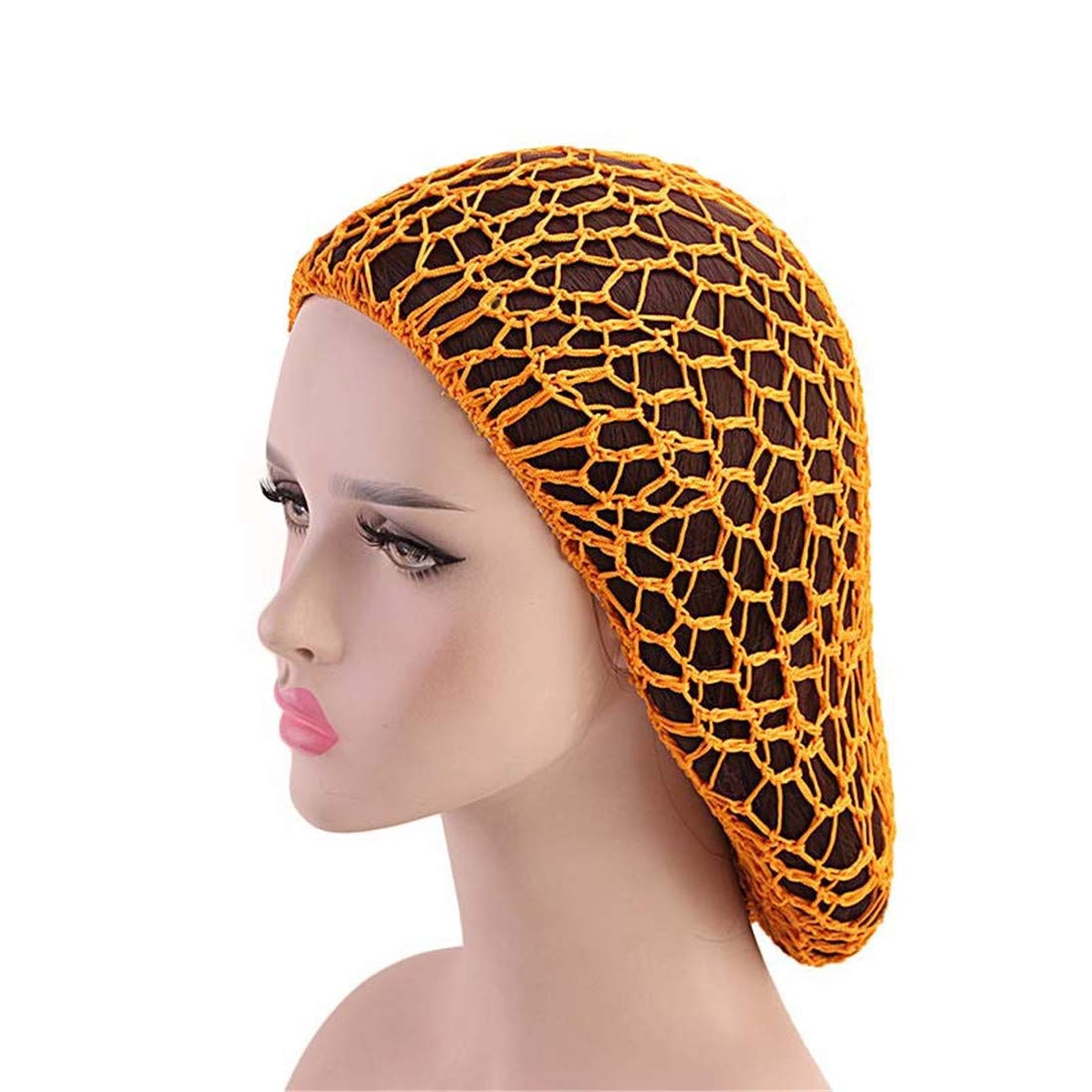Qianmome Women's Soft Rayon Snood Hat - Crocheted Hair Net Cap in Mix Colors for Church, Work & Everyday Wear