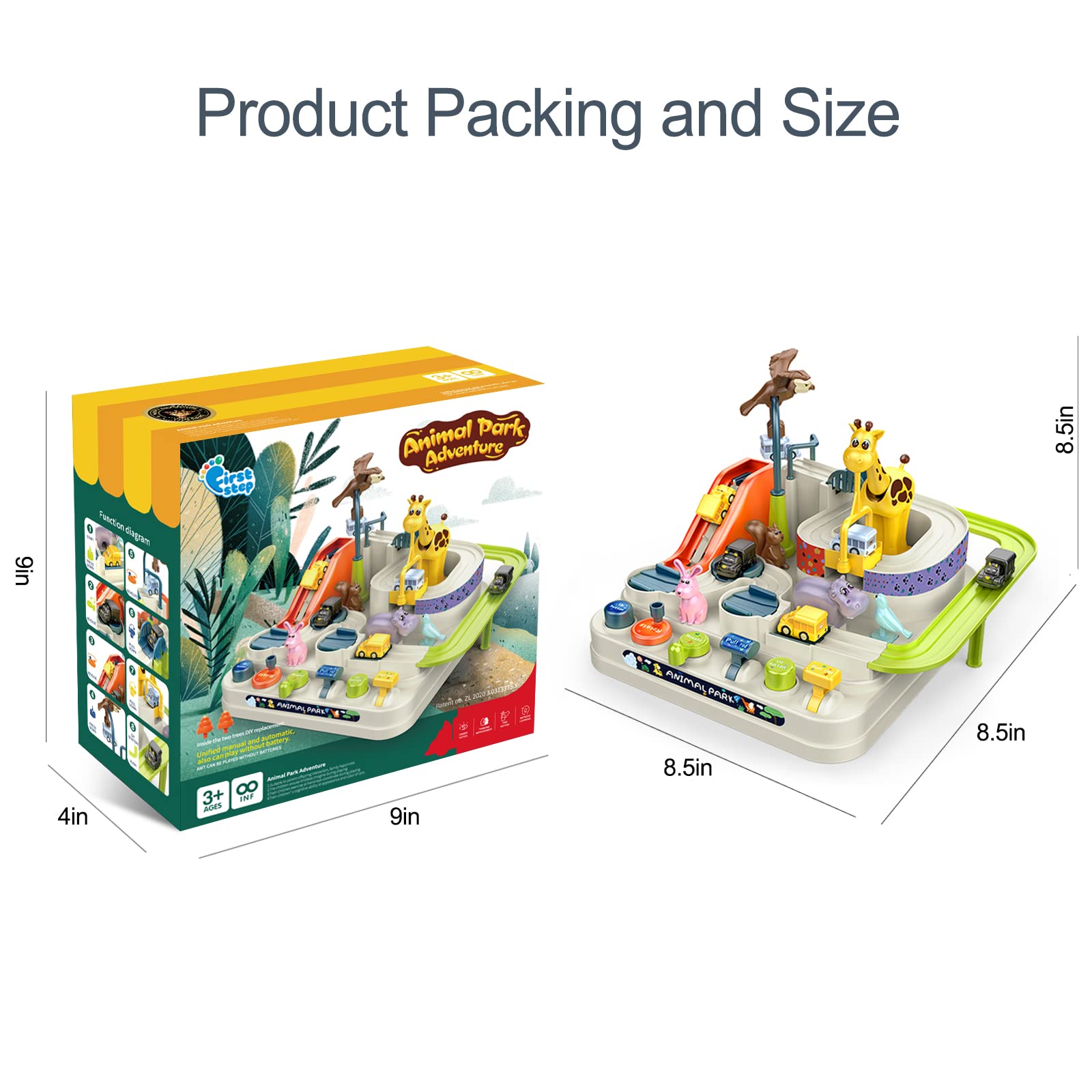 Car Rescue Adventure Toys - 3 Mini Cars for Kids Ages 3-6 | Race Track Set with Zoo Ramp for Toddler Boys | Educational Vehicle Racing Game for Preschool Learning | Perfect for Birthday Gifts & Indoor Playtime