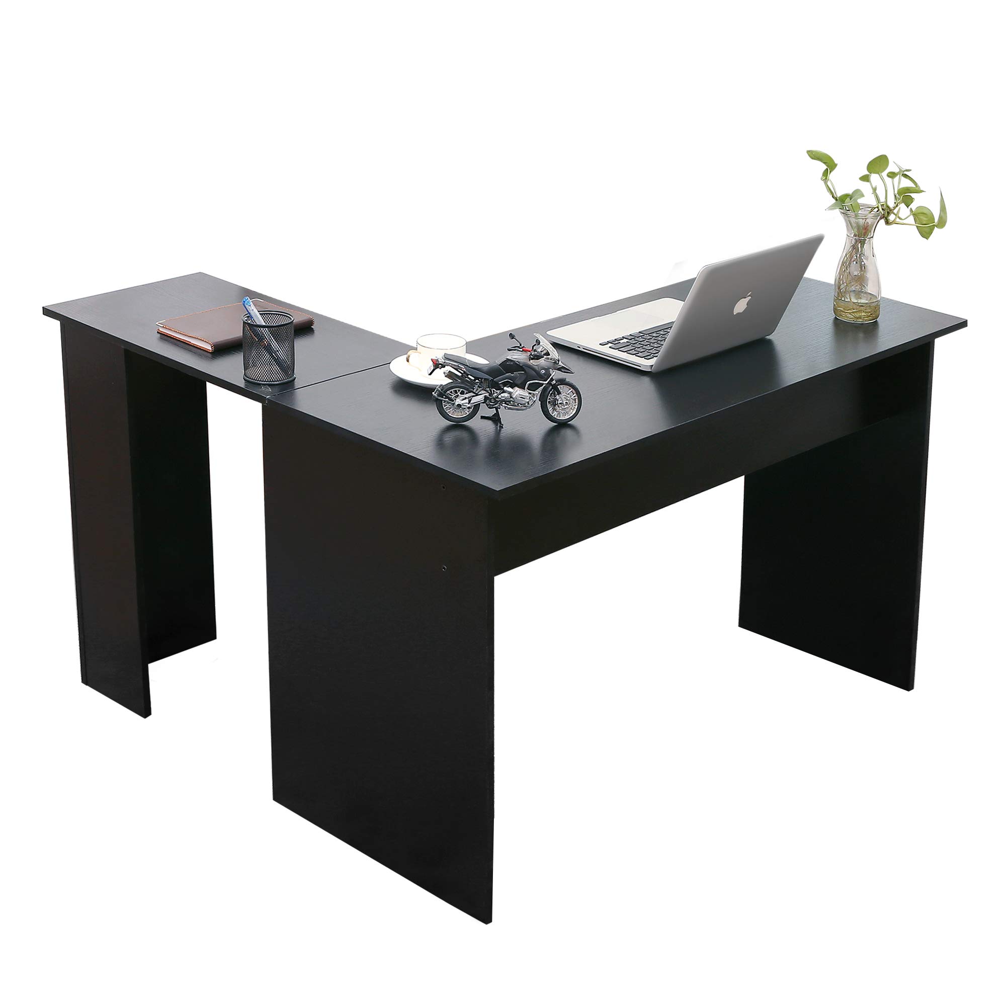 ivinta Small Corner Computer Desk - Modern L-Shaped Gaming & Writing Desk for Home Office - Space-Saving Workstation (Dark Brown, 44x58 inch) - Perfect for Small Spaces, Gaming Setups & Remote Work