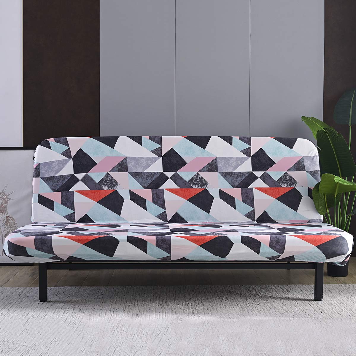 Beacon Pet Stretch Sofa Slipcover - Armless Futon Cover, Printed Fitted Furniture Protector, Elastic Polyester Spandex, Washable Armless Sofa Cover for Folding Couch - Perfect for Pet Owners, Living Room Furniture Protection & Home Decor