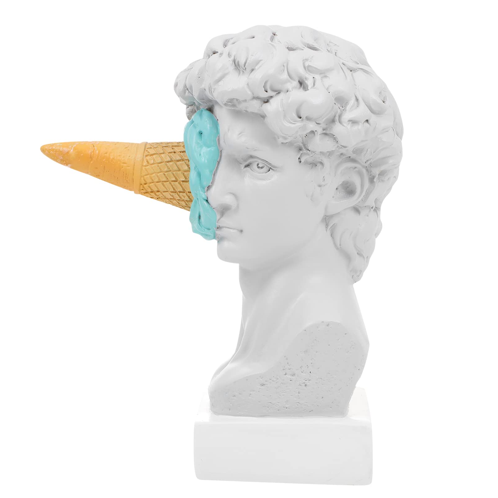 Amosfun David Sculpture - Handcrafted Resin Bust, Creative Smashed Ice Cream David Statue, Collectible Art Figurine with Sea Salt Finish | Home Decor, Office Display, Gift for Art Lovers