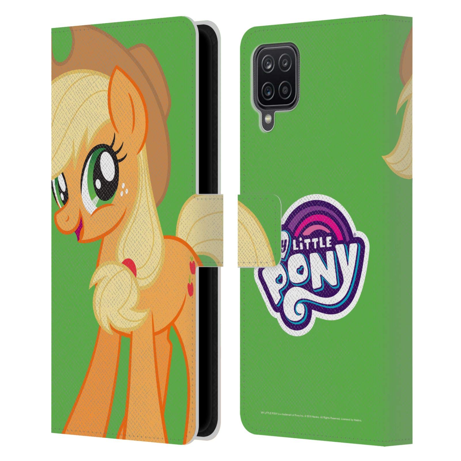 Officially Licensed My Little Pony Applejack Leather Book Wallet Case for Samsung Galaxy A12 (2020) - Cute Protective Cover for Girls, Teens & Pony Fans - Perfect for School, Work & Travel