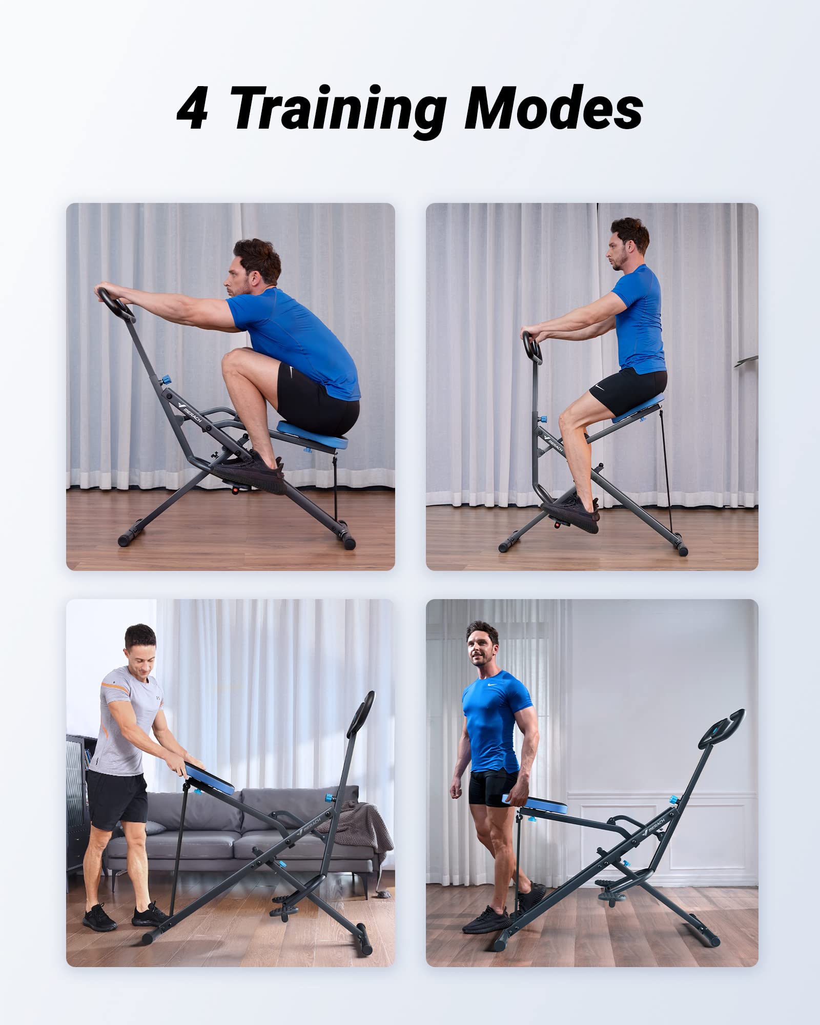 MERACH Adjustable Squat & Rowing Machine - 350 LBS Max Weight Capacity, Foldable Home Gym Equipment for Glutes & Leg Workout - Perfect for Small Spaces & Full-Body Training