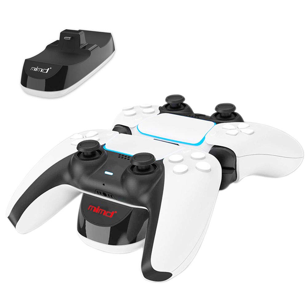 PS5 Controller Charger Station - Dual USB Fast Wireless Charging Dock for Sony PlayStation 5 DualSense Controller with LED Indicator (Black) | Perfect for Gaming Setups & Multiplayer Sessions