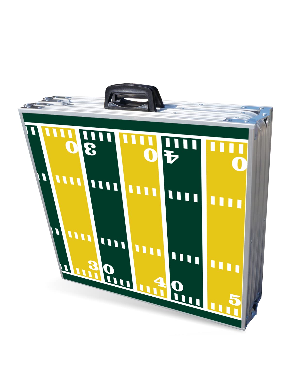 8-Foot Folding Portable Beer Pong Table with LED Lights & Cup Holders - Green Bay Packers Football Field Design - Perfect for Tailgates, Parties & Outdoor Games