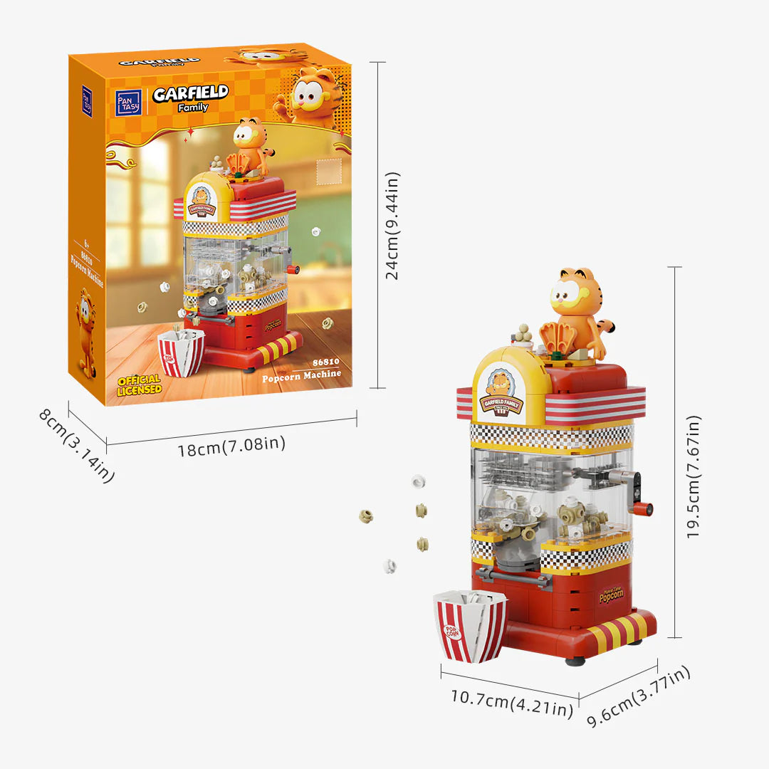 Pantasy x Garfield Fantastic Machines Series Popcorn Machine - DIY Building Blocks Set for Kids & Adults - Perfect for Movie Nights, Birthday Parties & Home Decor
