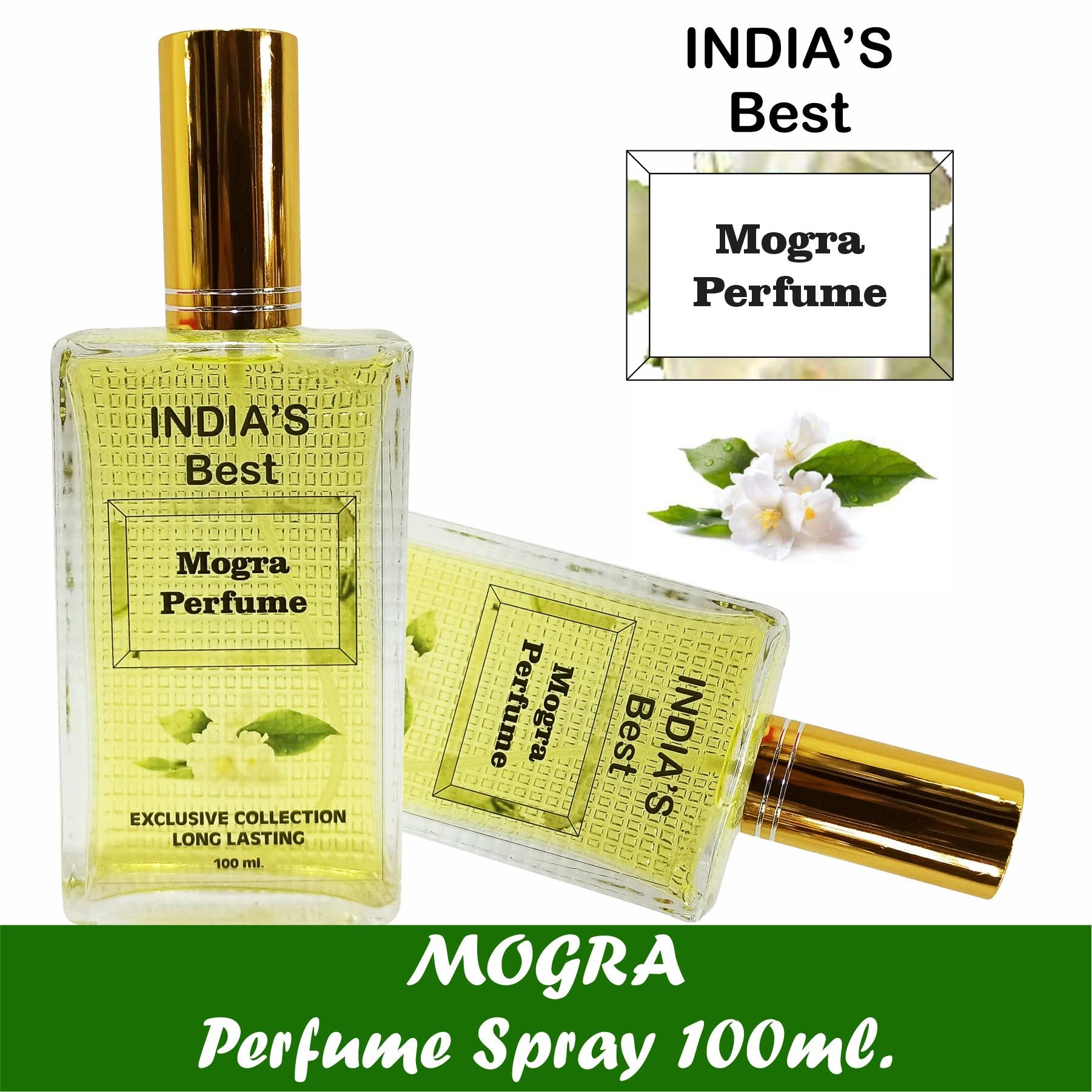 INDRA SUGANDH BHANDAR Pure Jasmine Perfume Spray for Men & Women - 100ml Long Lasting Attar Fragrance (24 Hours) | Pooja Use, Daily Wear, Special Occasions, Gift Giving