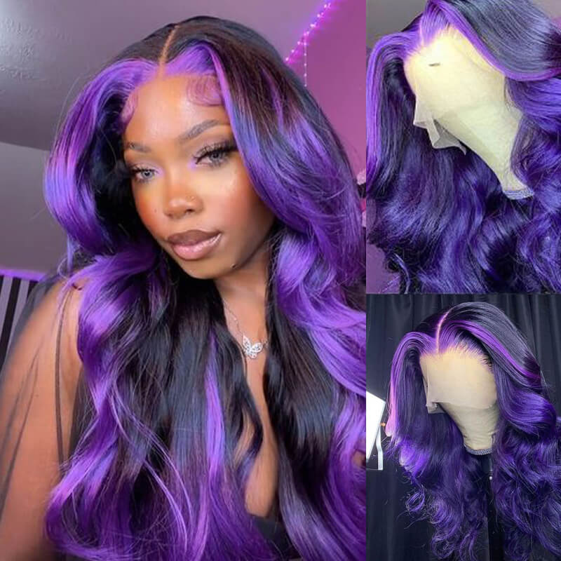T1B/Purple with Purple Highlight Body Wave