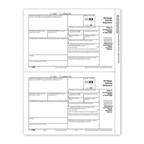 Laser 1098 Mortgage Interest Tax Form - Lender & State Copy C - Bulk Pack for Tax Filing & Financial Documentation