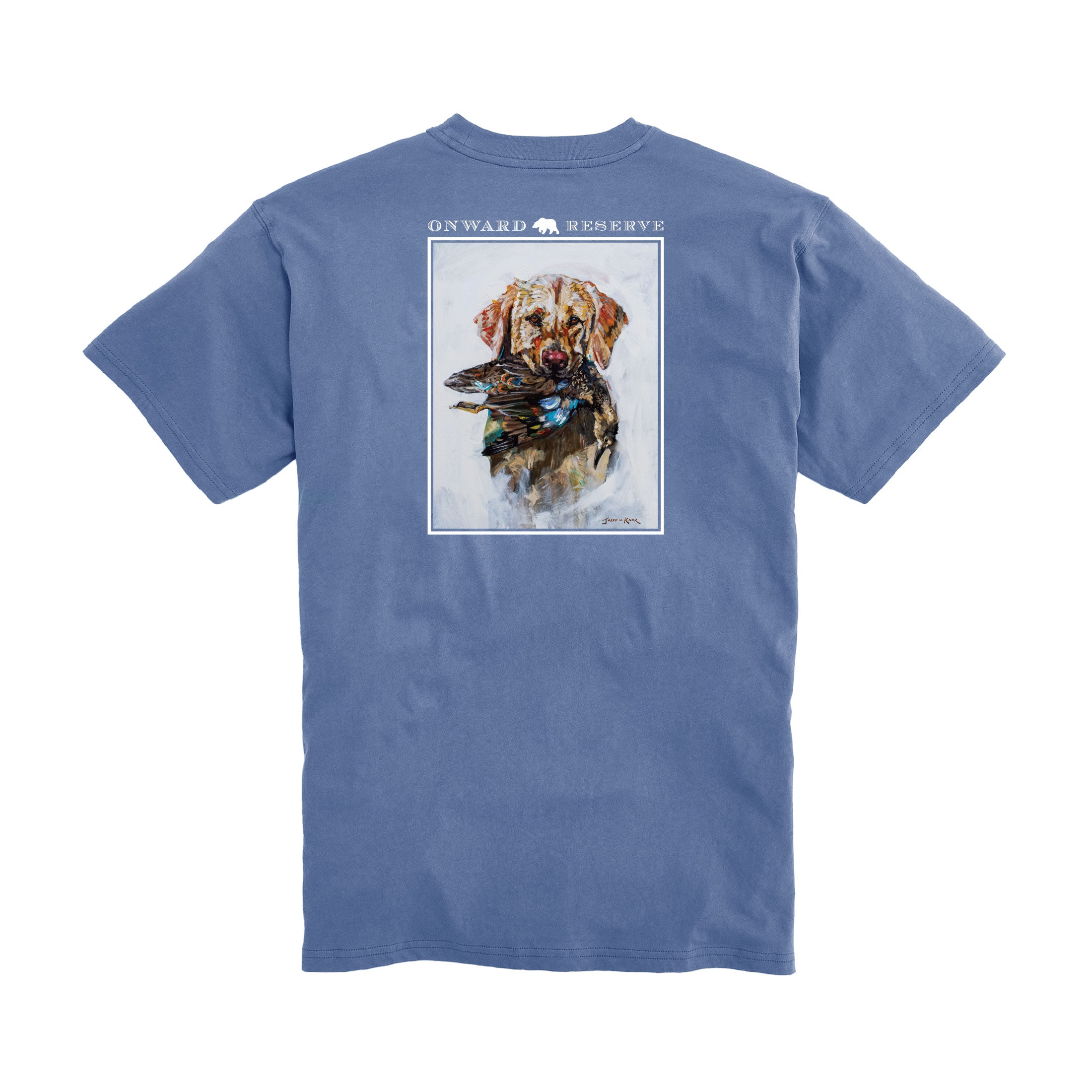 Vintage Washed Blue Duck Dog Short Sleeve T-Shirt - Casual Cotton Tee for Pet Lovers & Outdoor Activities