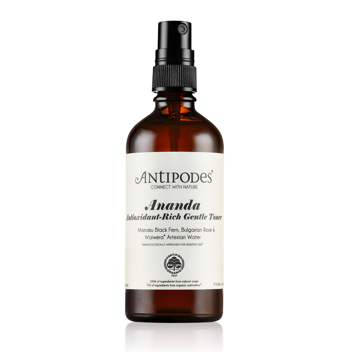 Antipodes Organic Ananda Antioxidant Rich Gentle Toner 100ml - Hydrating Facial Toner for Sensitive Skin, Vegan & Cruelty-Free - Perfect for Daily Skincare Routine & Post-Cleansing Refresh