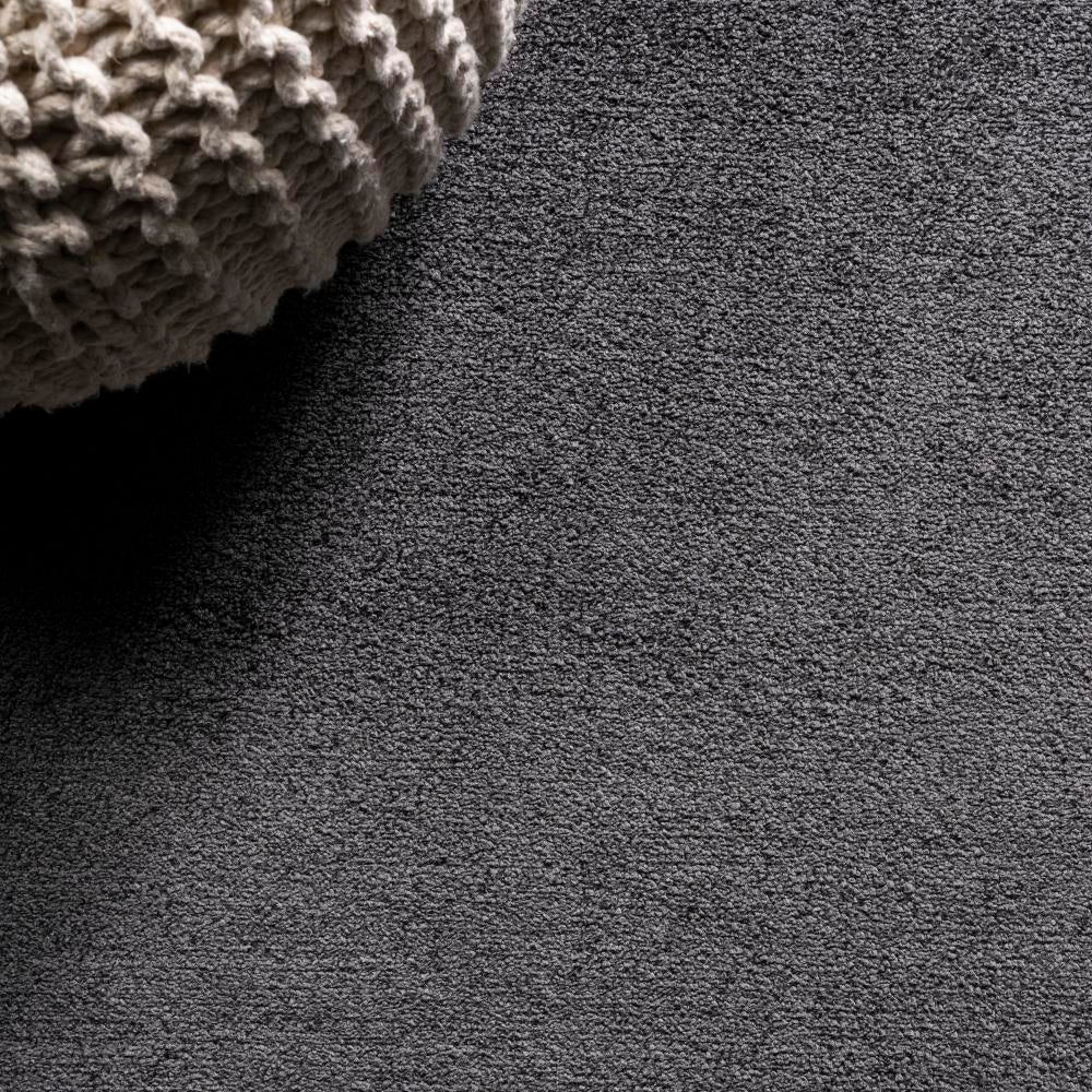 Black Haze Solid Low Pile Area Rug - Soft Modern Floor Covering for Living Room, Bedroom & Office