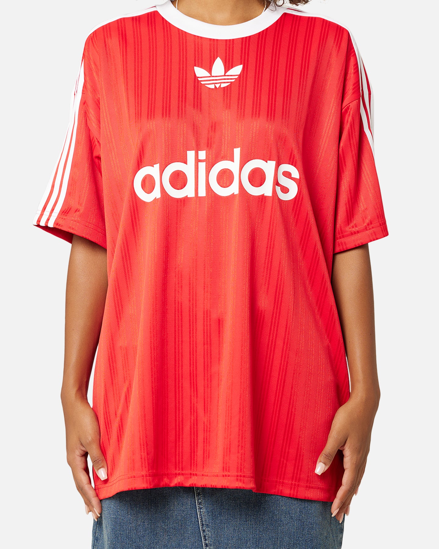 Adidas Adicolor T-Shirt for Men - Better Scarlet & White Cotton Casual Tee for Sports, Gym, and Everyday Wear