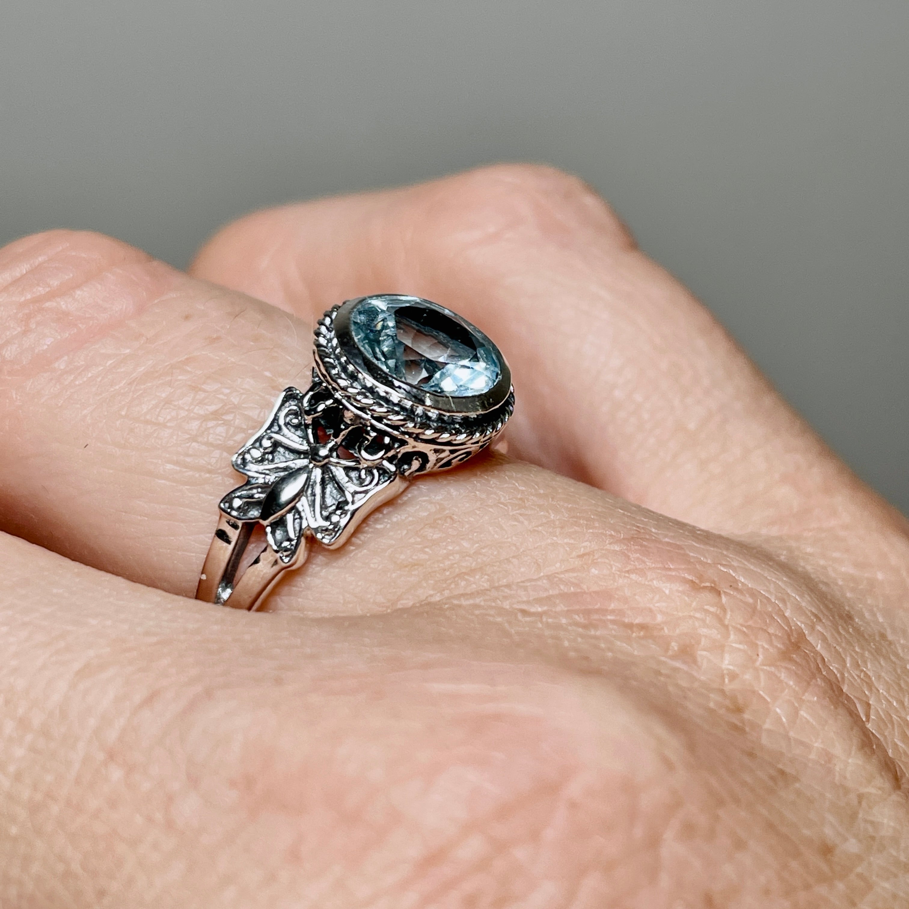 Blue Topaz Faceted Round Ring in Sterling Silver - Elegant Jewelry for Women, Perfect for Weddings, Anniversaries & Special Occasions