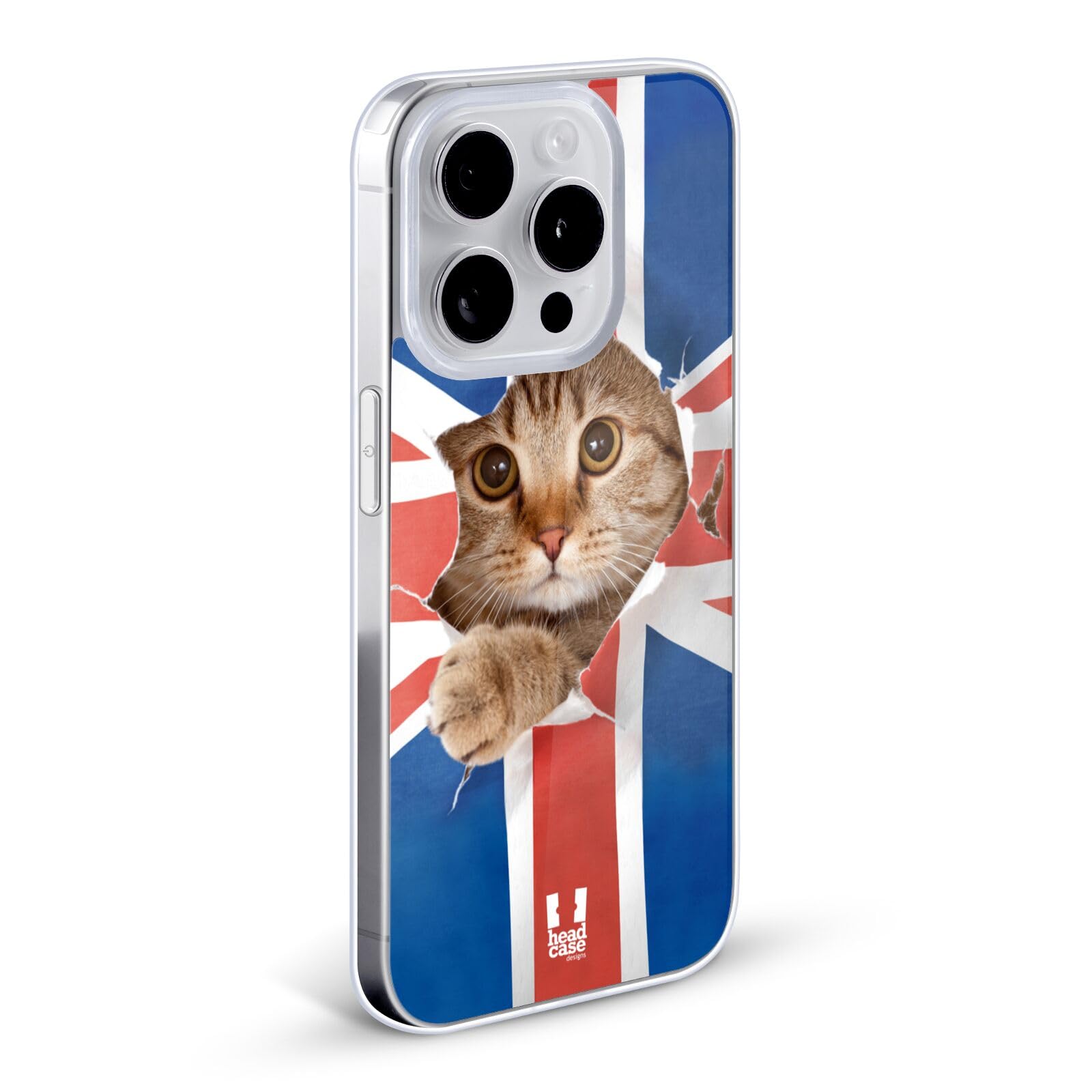 Funny Union Jack Peeping Cat Soft Gel Phone Case for Apple iPhone 11 Pro - Cute British Theme Protective Cover with Slim Fit Design | Perfect Gift for Cat Lovers & UK Fans, Great for Everyday Use, Travel, and Office