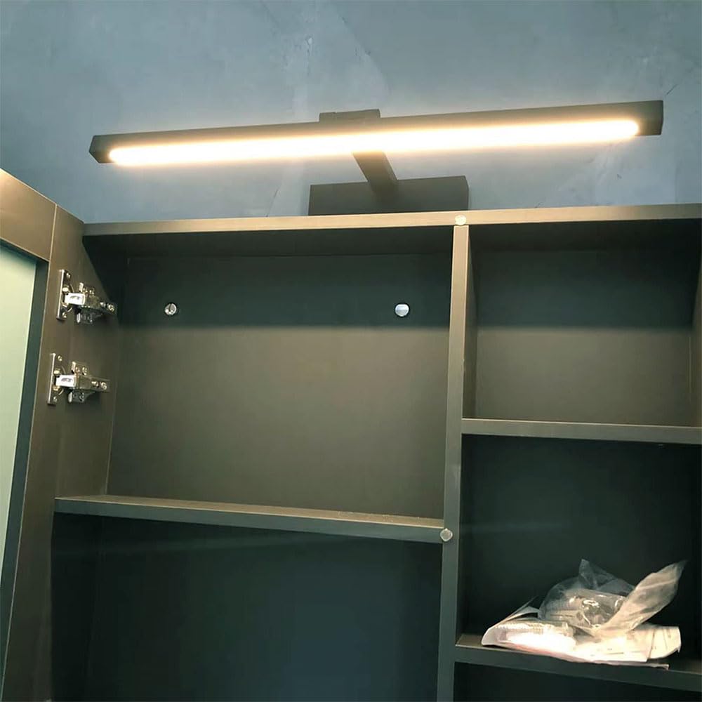 15.9 Inch Black LED Vanity Light - 8W Adjustable Aluminum Wall Mounted Bathroom Light Fixture with 3000K Warm White Light for Mirror Illumination | Modern Vanity Lighting for Bathroom, Dressing Room & Makeup Area