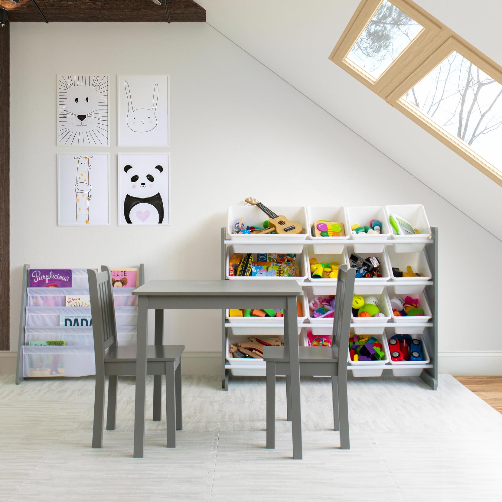 Humble Crew Kids Wooden Table and 2 Chairs Set - Square Toddler Activity Table for Arts, Crafts & Snack Time - Sturdy Durable Children's Furniture for Playroom, Classroom & Home Learning