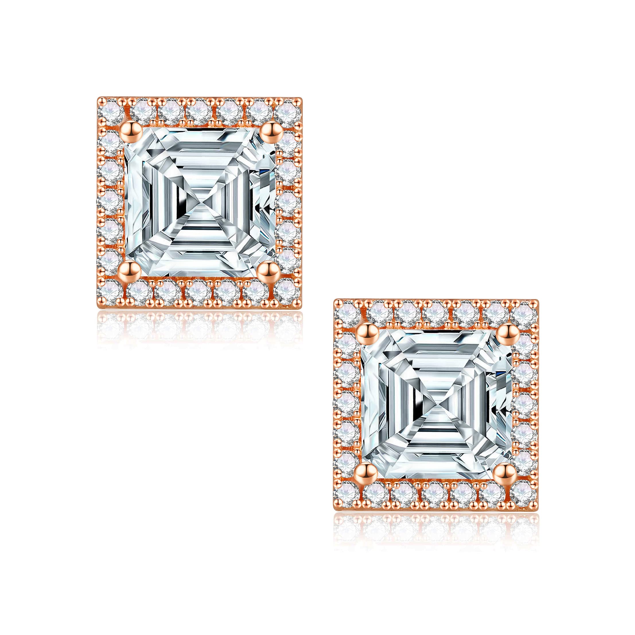 1-2.4ct Lab Created Moissanite Halo Earrings for Women - D Color VVS1 Clarity Princess Cushion Cut - 925 Sterling Silver Stud Earrings - Perfect for Birthday Gifts, Anniversary & Special Occasions