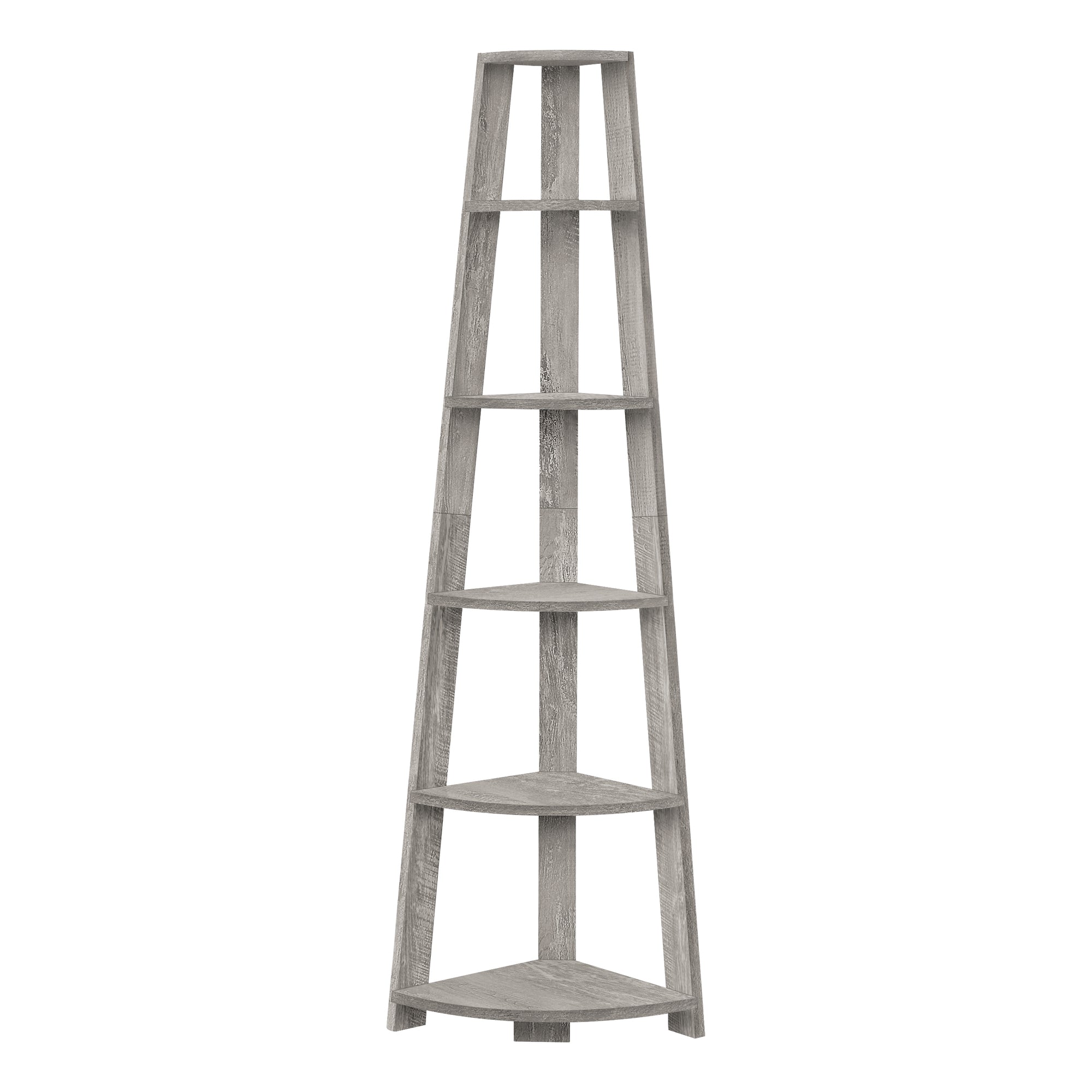72H Industrial Grey Corner Bookcase Shelf - Stylish & Space-Saving Storage for Living Room, Bedroom or Office