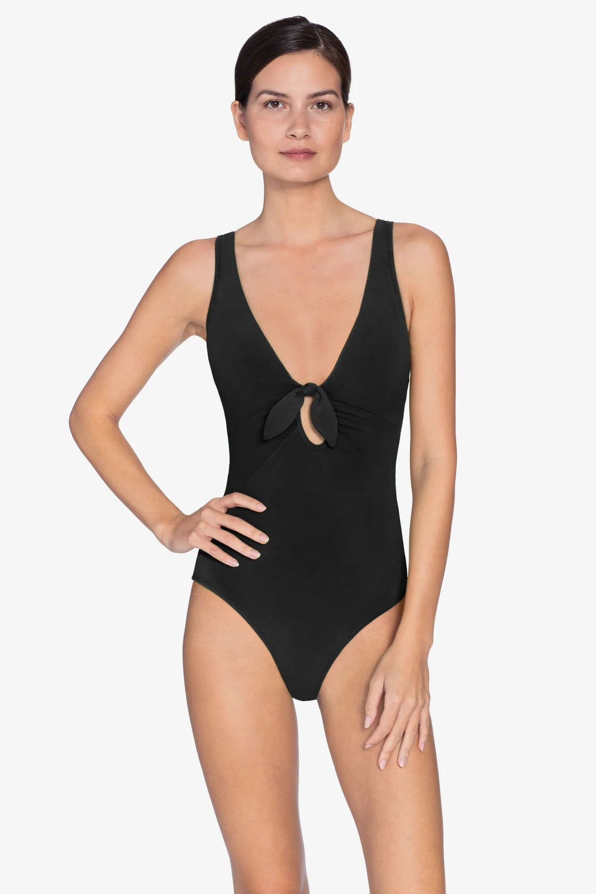 Robin Piccone Ava Knot One Piece Swimsuit - Black | Stylish & Comfortable Swimwear for Women | Perfect for Beach Vacations, Pool Parties & Summer Getaways