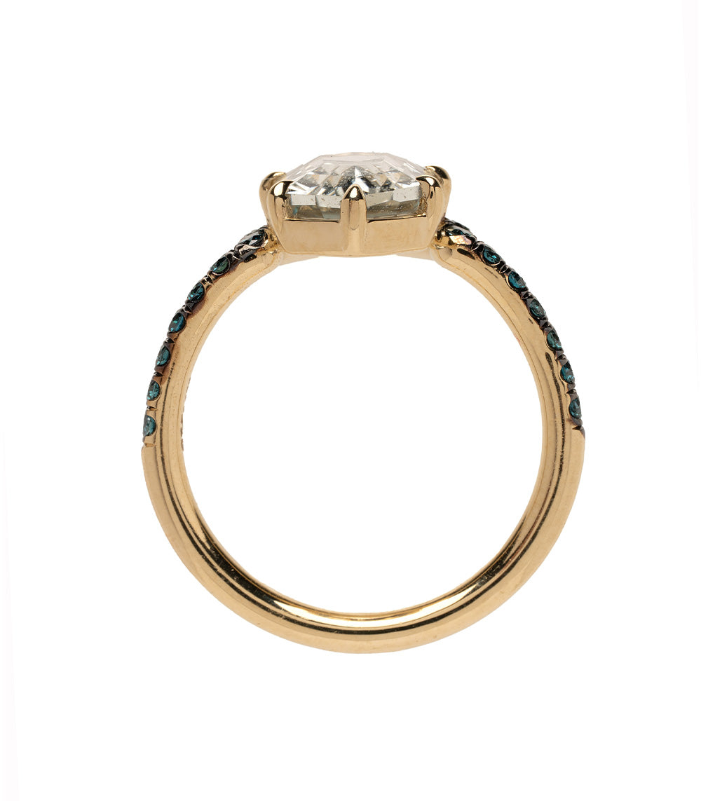 Hexagon Sapphire Ring in Aura Mint Green - Elegant Jewelry for Women, Perfect for Weddings, Anniversaries & Special Occasions
