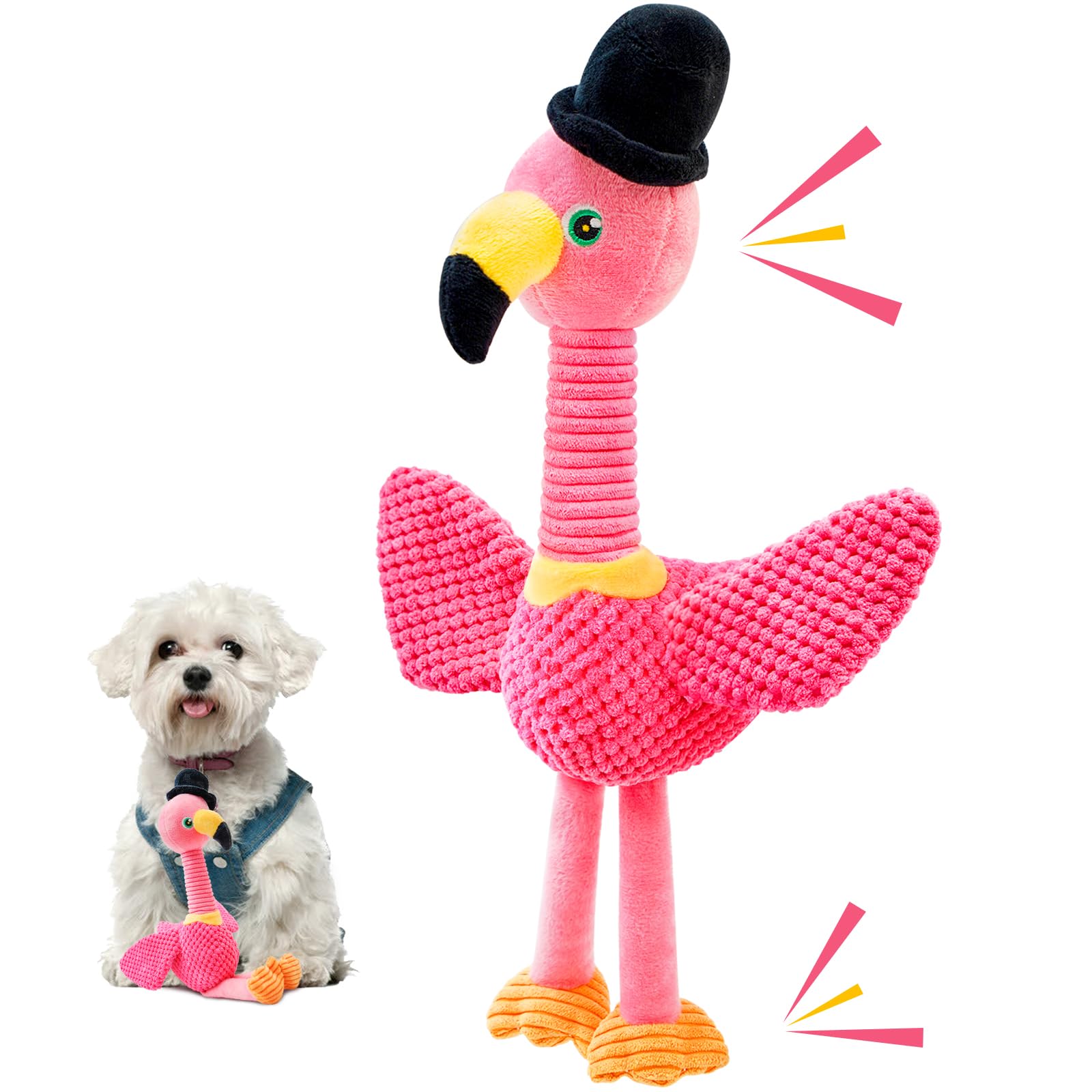 **Durable Squeaky Dog Toys - Cute Flamingo Plush Chew Toy for Small & Medium Dogs | Non-Shedding, Interactive Indoor Play | Perfect for Fetch, Training & Teething Relief**