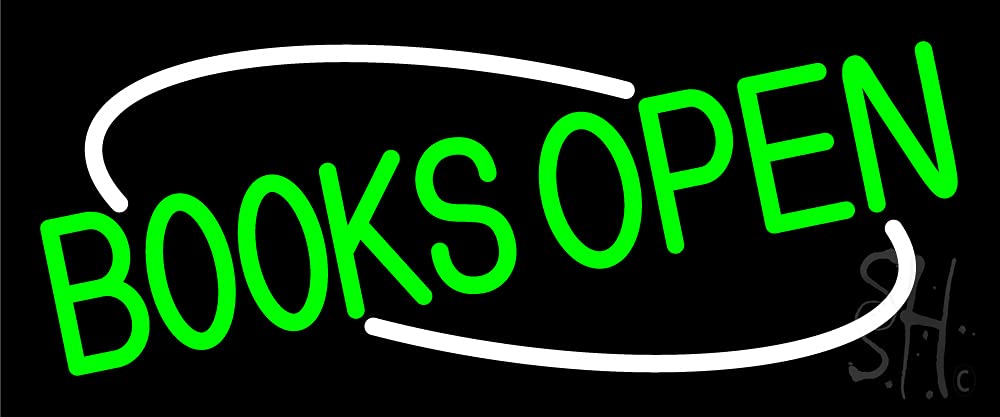 6x15 Inches Books Open LED Neon Sign with Dimmer - Black Square Cut Acrylic Backing - Bright Premium Indoor LED Light for Home, Office, Bar, Cafe & Military Appreciation Gifts