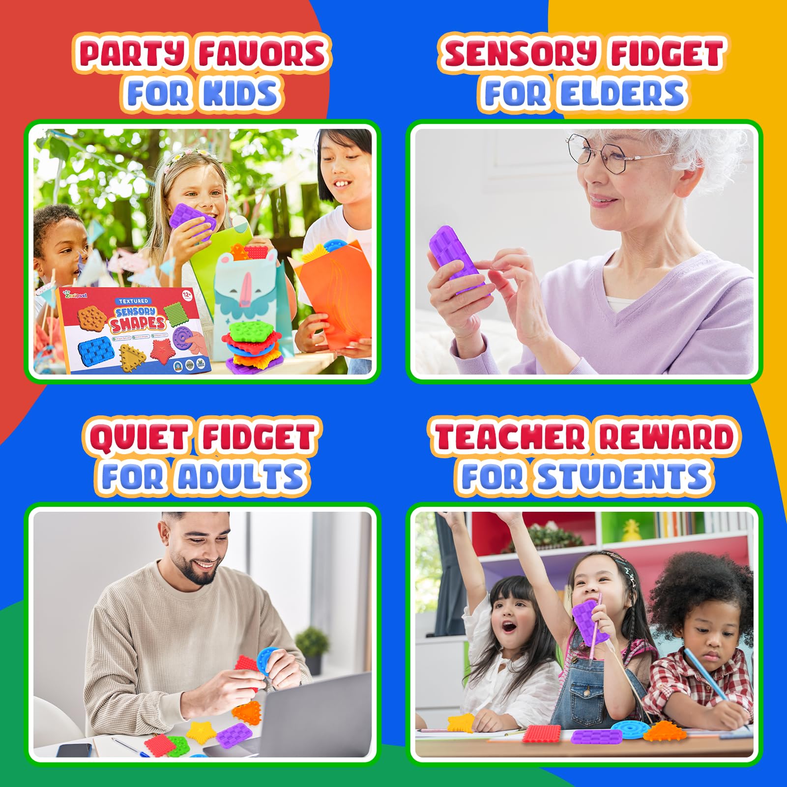 6 Pack Silicone Sensory Fidget Toys for Kids - Stress Relief & Anxiety Toys for Autism, ADHD & Special Needs Children | Tactile Calming Toys for Toddlers | Perfect for Classroom, Travel & Home Use