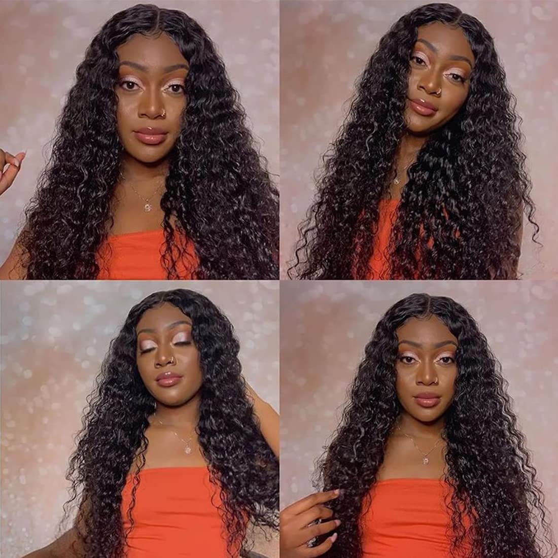 NOBLE STAR 30 Inch Long Curly Lace Front Wig with HD Lace & Baby Hair - 130% Density Human Hair Synthetic Blend Wig for Women (Dark Brown) | Perfect for Cosplay, Daily Wear & Special Occasions