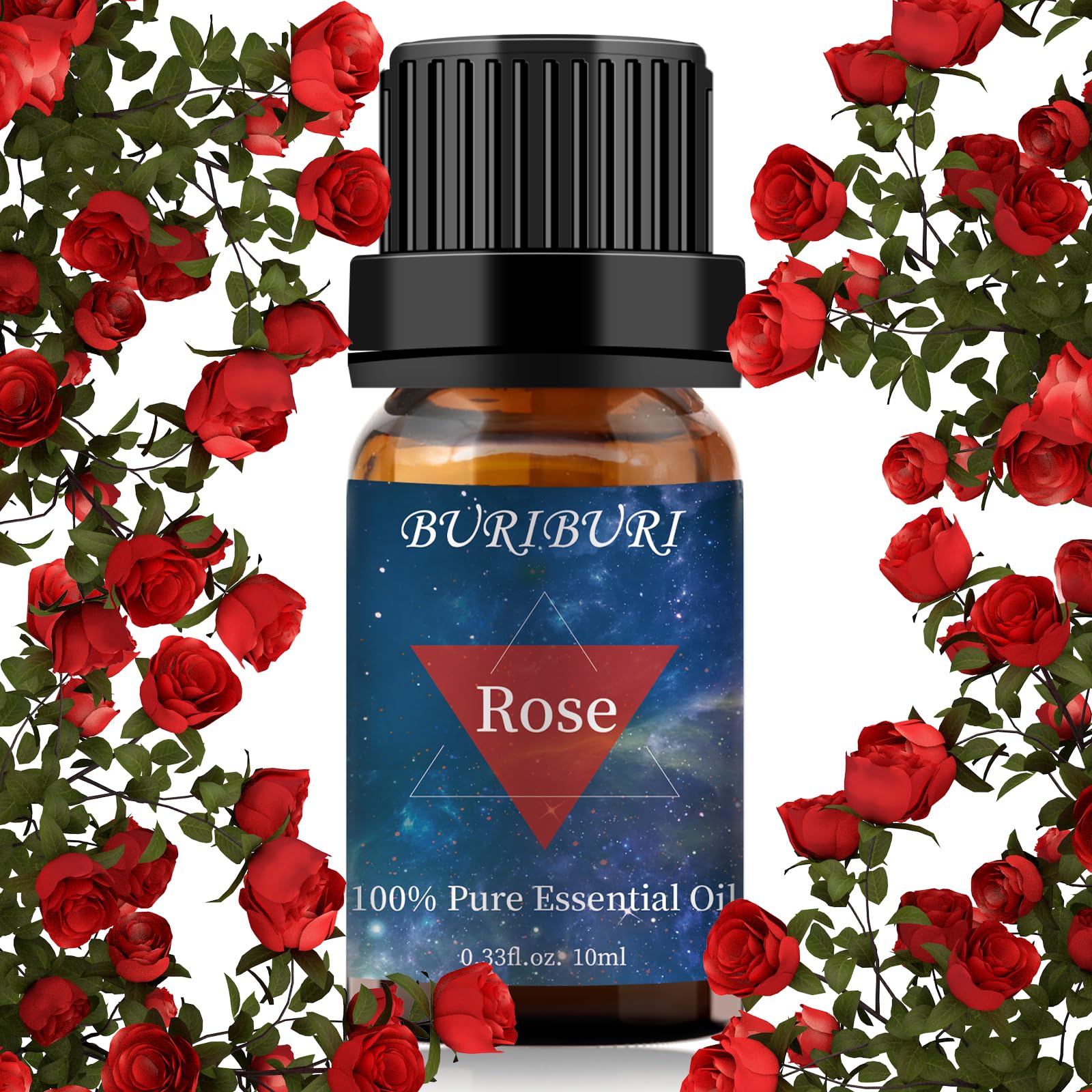 100% Pure Undiluted Rose Essential Oil - Natural Organic Aromatherapy Oil for Diffuser, Massage, Soap & Candle Making - 10ml Romantic Rose Scented Oil for Women - Perfect for Relaxation, Spa & Home Fragrance