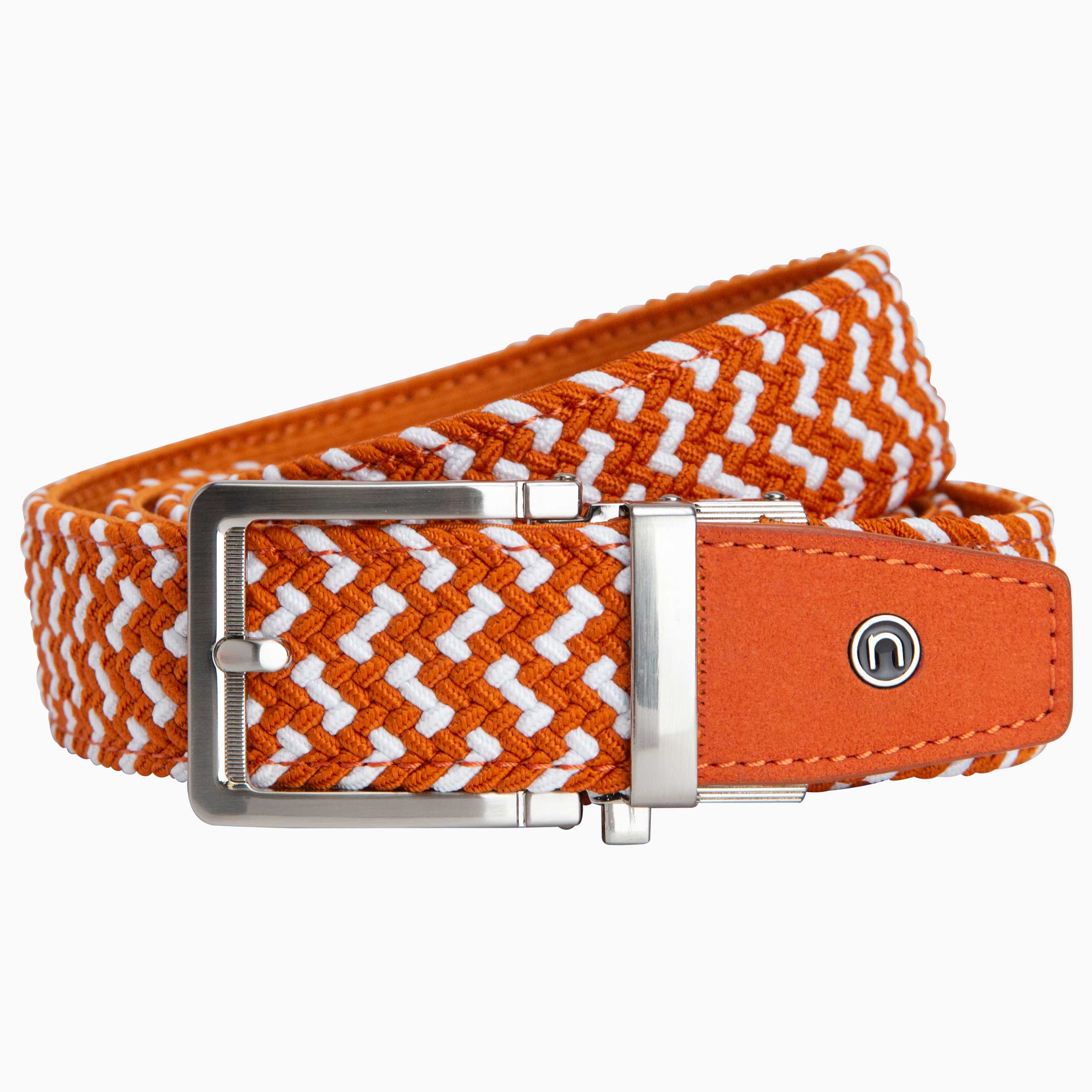 Nexbelt Braided Burnt Orange & White Golf Belt 1.38