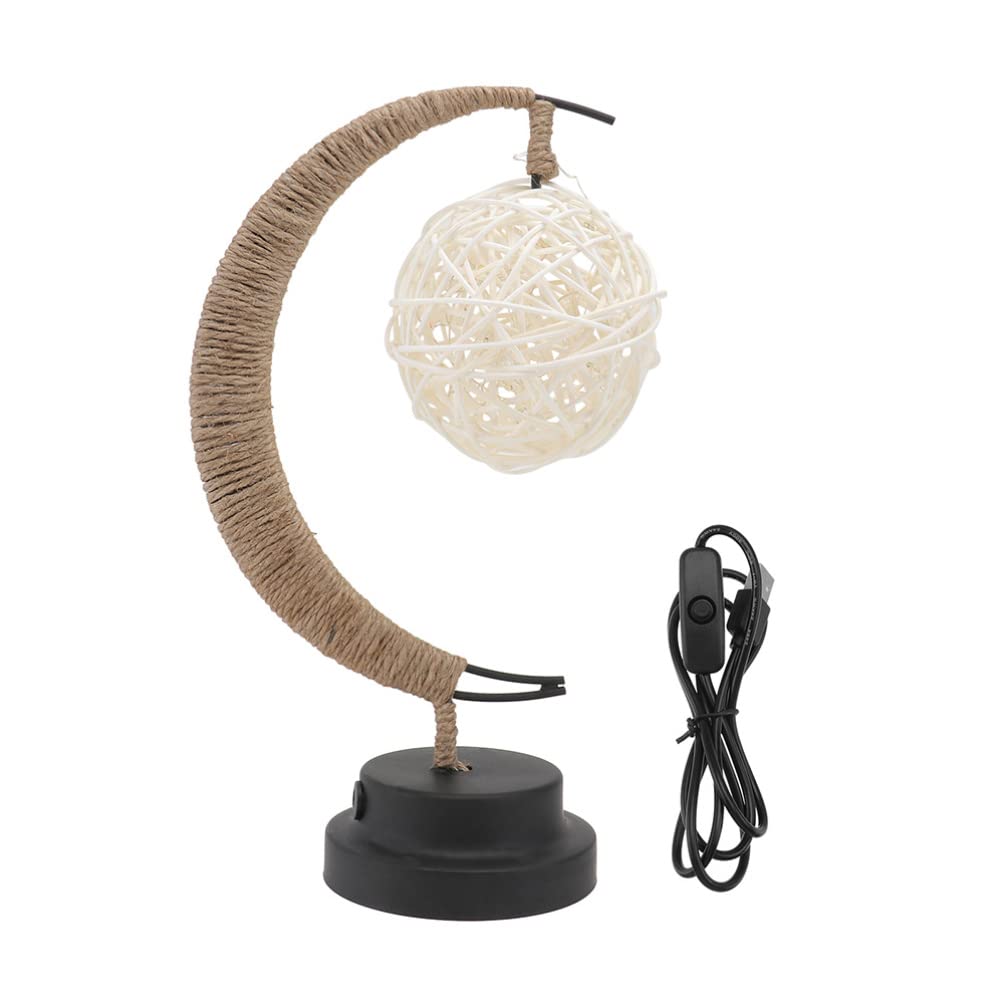 Hemoton LED Moon Shape Table Lamp - USB Rechargeable Bedside & Desk Light with Warm White Light, Perfect for Bedroom, Nursery, Office and Home Decor