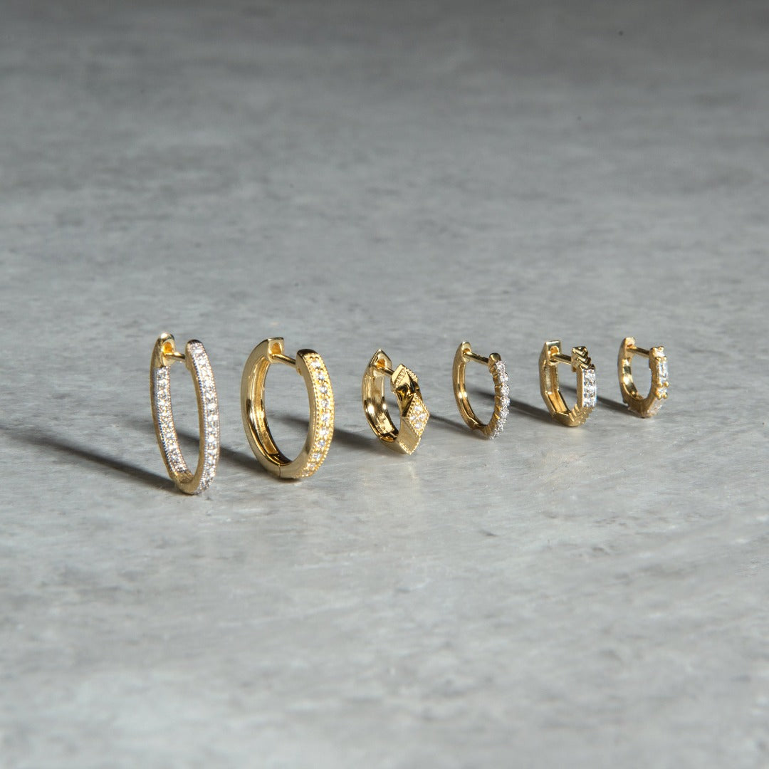 Jude Frances Diamond Huggie Hoop Earrings - 14K Gold Plated Cubic Zirconia Stud Earrings for Women | Perfect for Everyday Wear, Parties & Special Occasions
