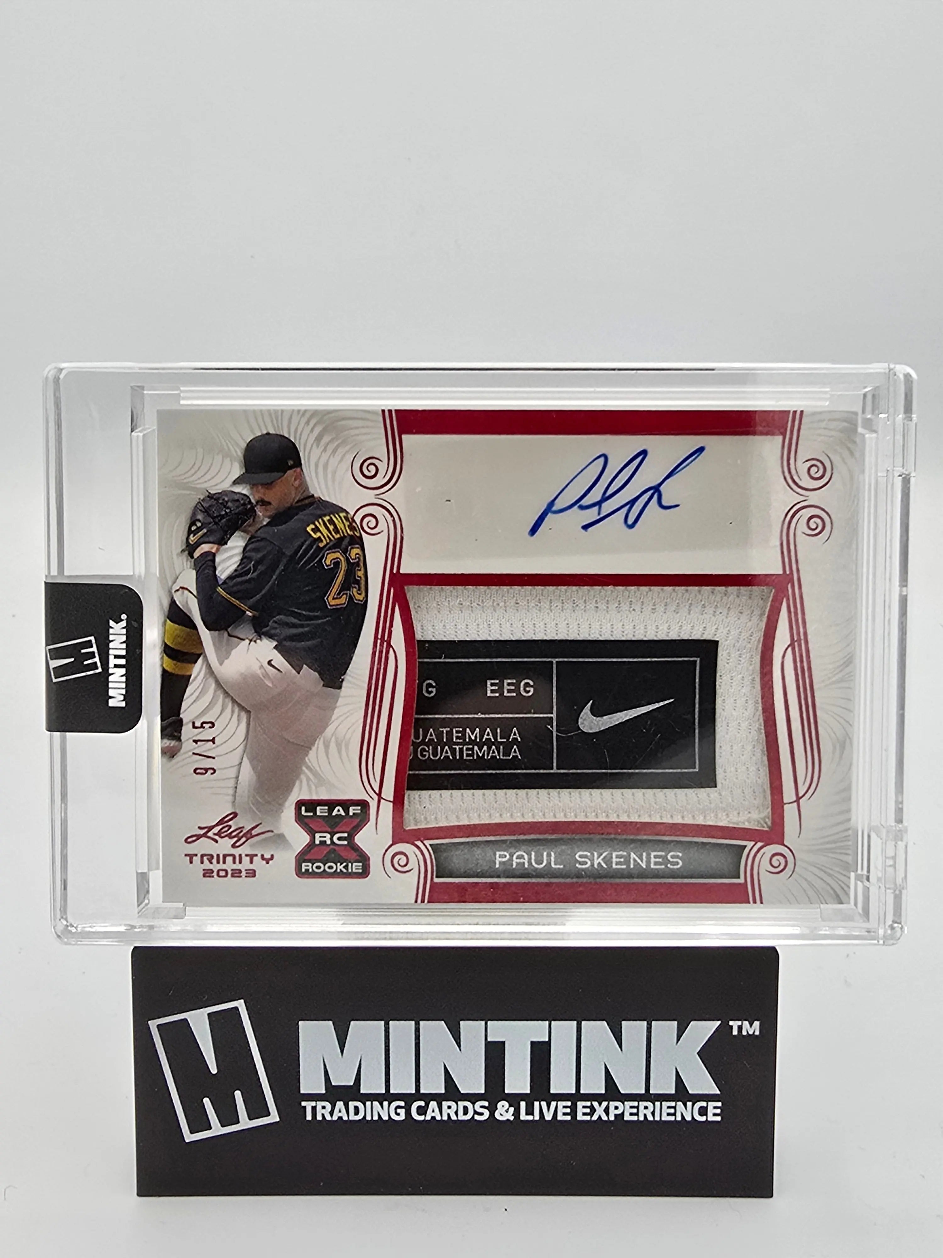 2023 Leaf Trinity Baseball Paul Skenes Rookie Autograph Red Parallel 09/15 #PR PS1 - Perfect for Baseball Card Collectors and Sports Memorabilia Enthusiasts