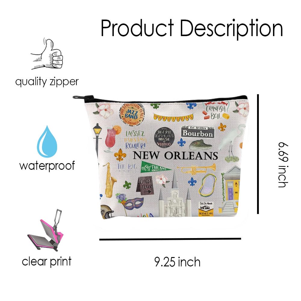 New Orleans Themed Cosmetic Makeup Bag - Travel Organizer for Women | Perfect New Orleans Souvenir Gift for Her | Great for Vacation, Travel & Daily Use
