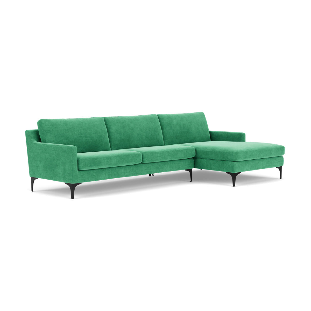 Astha Fabric Right Chaise Sofa - Modern Upholstered Sectional Couch for Living Room, Lounge & Small Spaces