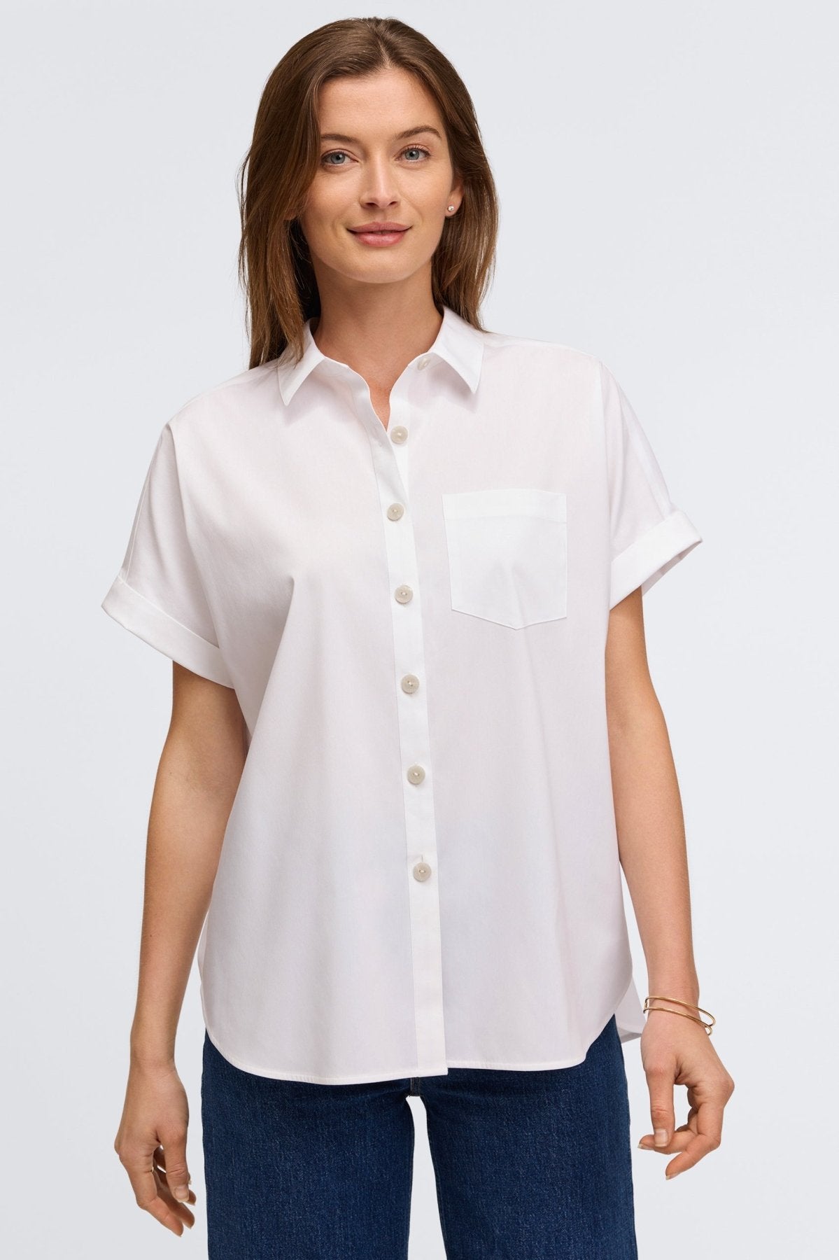 Abigail No Iron Stretch Short Sleeve Shirt - Wrinkle-Free Comfortable Blouse for Women | Perfect for Office, Travel & Casual Wear