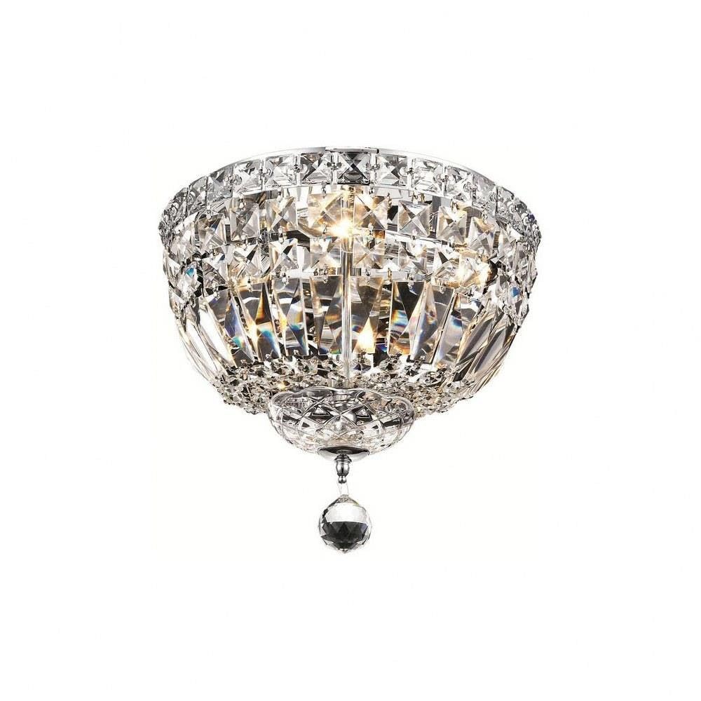 Elegant Chrome Flush Mount Crystal Chandelier - 4-Light Single-Tier Design with Royal Cut Clear Crystals - Perfect for Dining Room, Bedroom or Entryway Lighting Decor