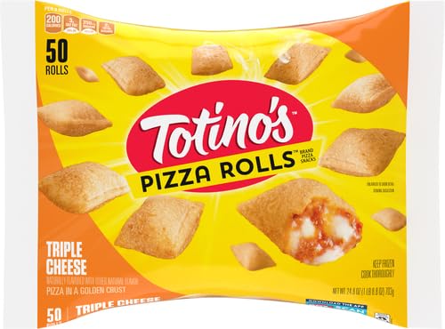 Totino's Triple Cheese Pizza Rolls - Frozen Snacks (50 Count, 24.8 oz) | Perfect for Parties, Game Nights & Quick Meals