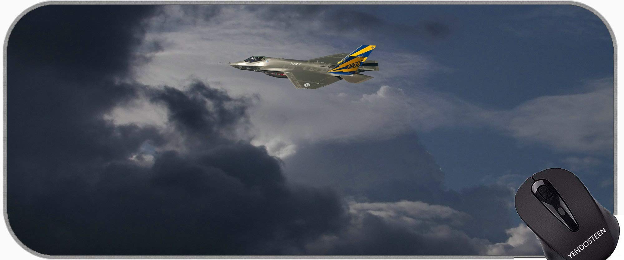 Anti-Fray Gaming Mouse Pad with F-35 Lightning II Aircraft Design - Non-Slip Rubber Base for PC & Laptop - Perfect for Gamers, Office Work & Military Enthusiasts