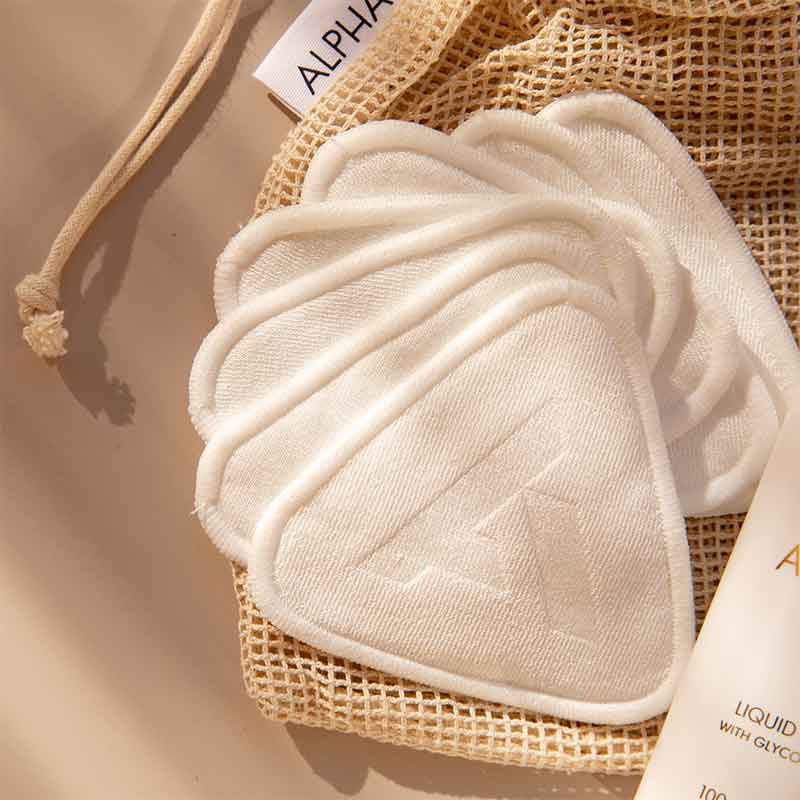 Alpha H Reusable Bamboo Cotton Pads - Eco-Friendly Makeup Remover Pads for Face Cleansing & Skincare | Gentle Exfoliating Cotton Rounds for Makeup Removal, Toner Application & Beauty Routine