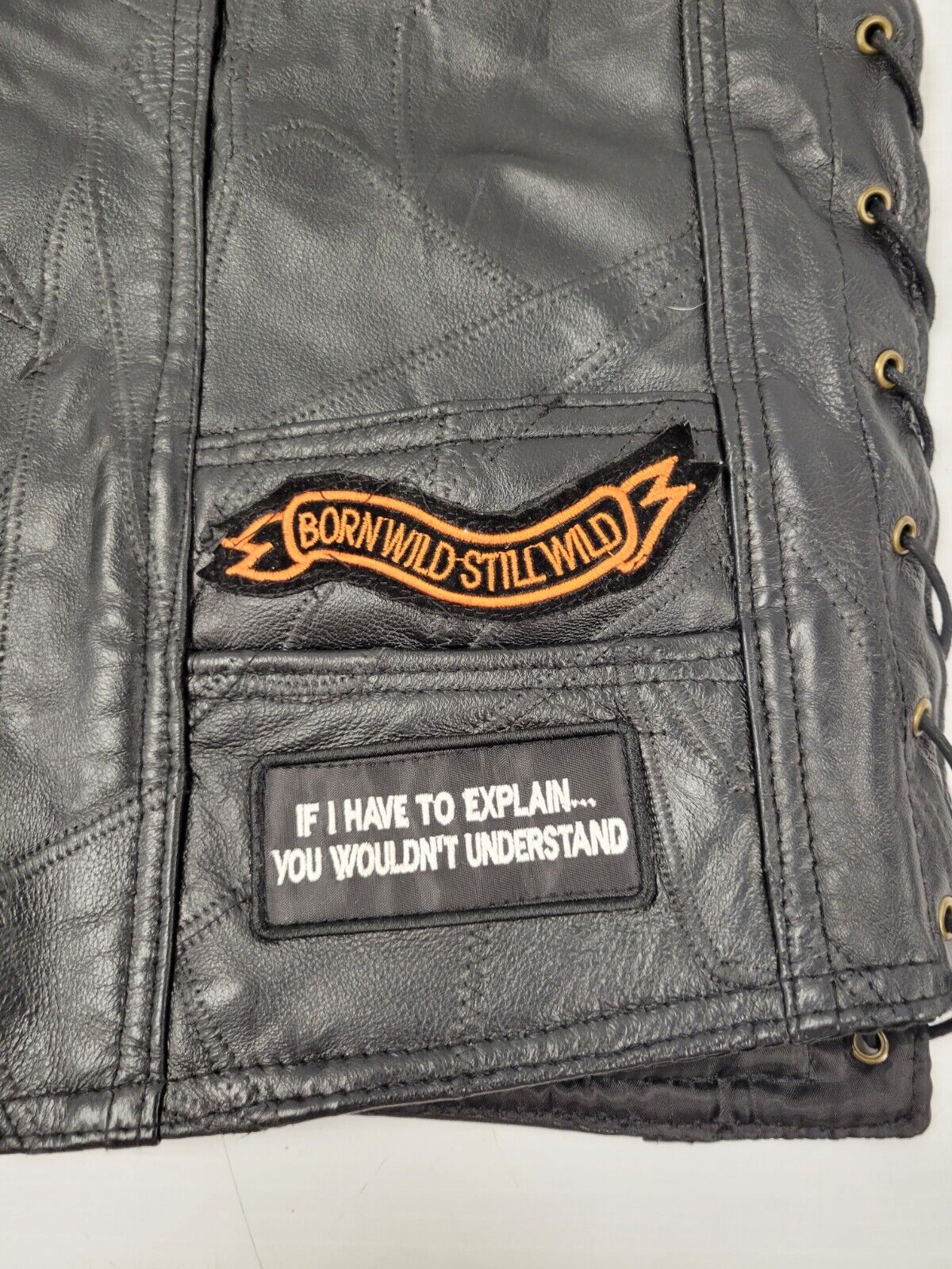 Diamond Plate Leather Vest for Men - Size L, Black Biker Jacket with Studs - Perfect for Motorcycle Riding, Biker Events & Fashion Outfits