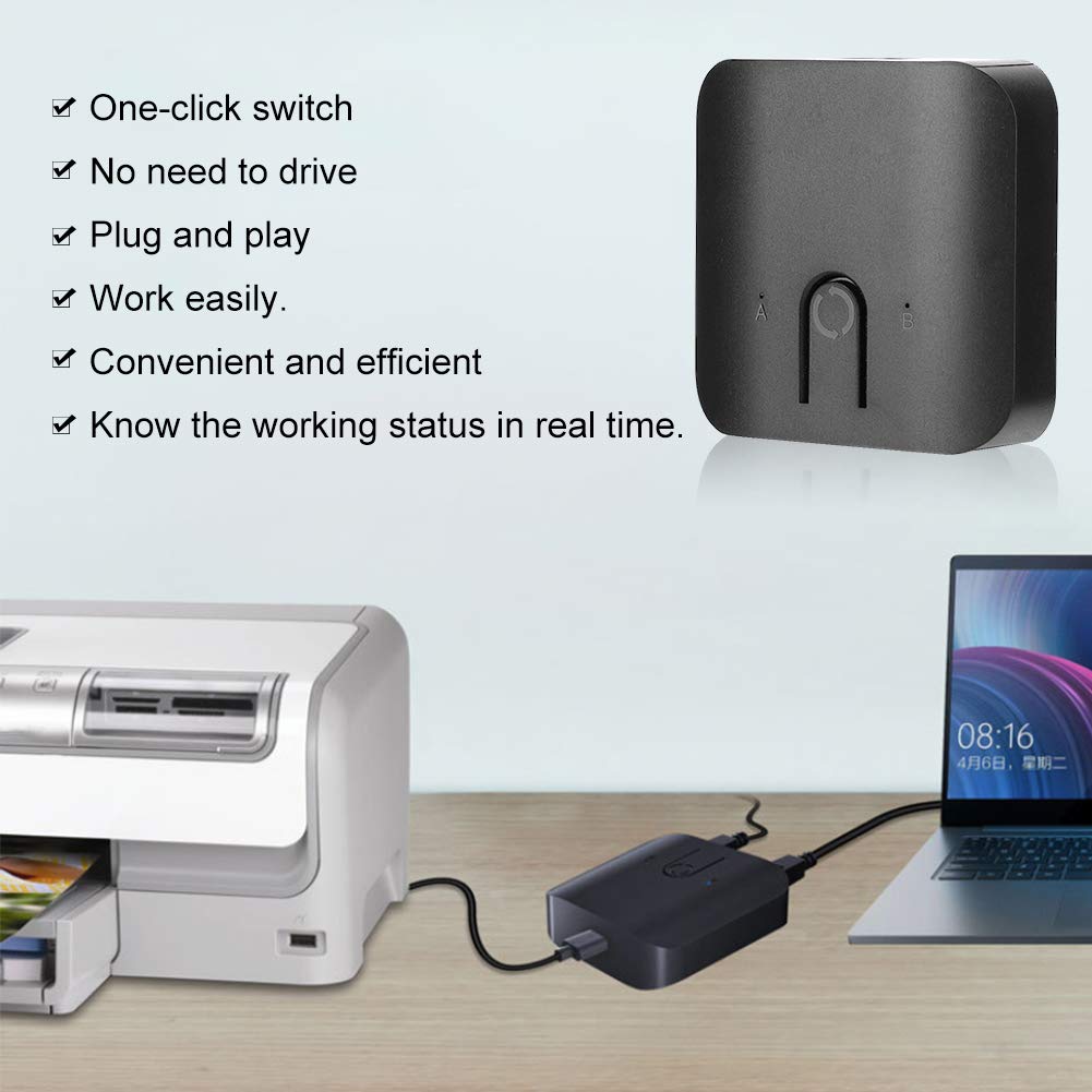 ACASIS 2-Port USB Printer Switcher | USB A Splitter 2-in 1-out for Multiple Computers | Compatible with Windows/Mac/OS/XP | Perfect for Office, Home & Shared Workspace Printing