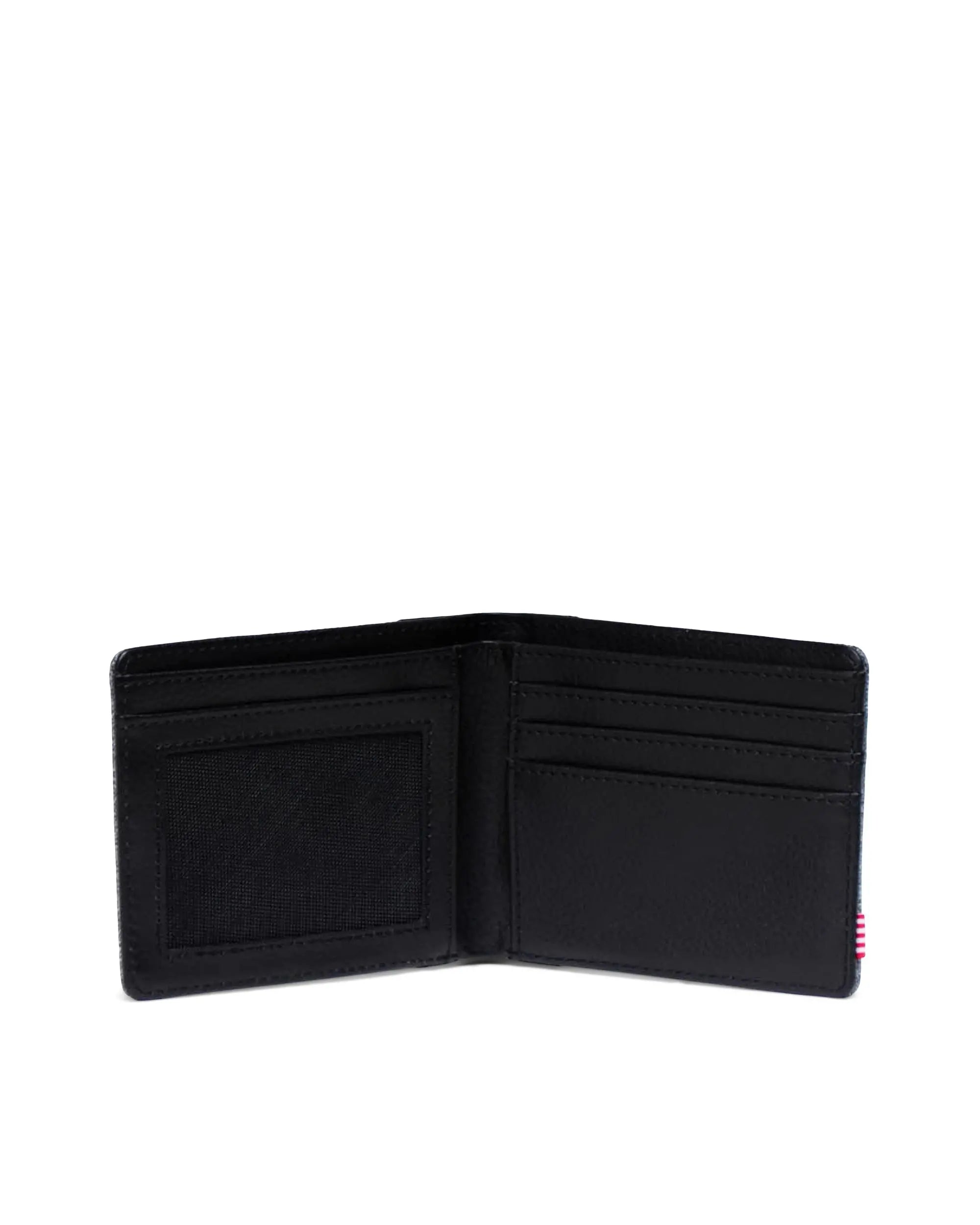 Herschel Hank Wallet for Men & Women - RFID Blocking Slim Bifold Leather Wallet with ID Window - Raven Crosshatch Design - Perfect for Travel, Business & Everyday Use