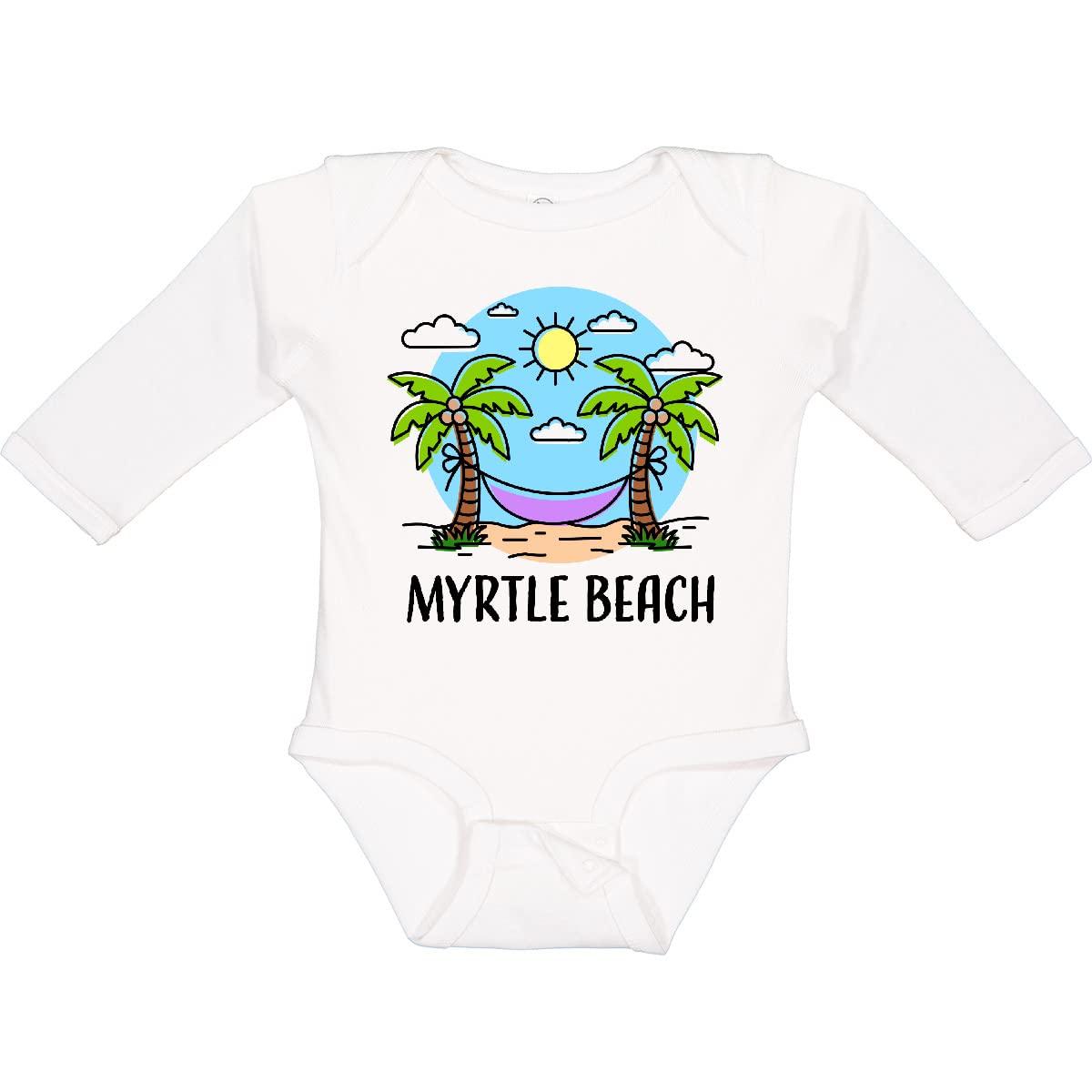 Inktastic Summer Vacation in Myrtle Beach Long Sleeve Baby Bodysuit - Soft Cotton Creeper for Boys & Girls - Beach Vacation Outfit for Infants & Toddlers - Perfect for Family Trips & Holiday Photos