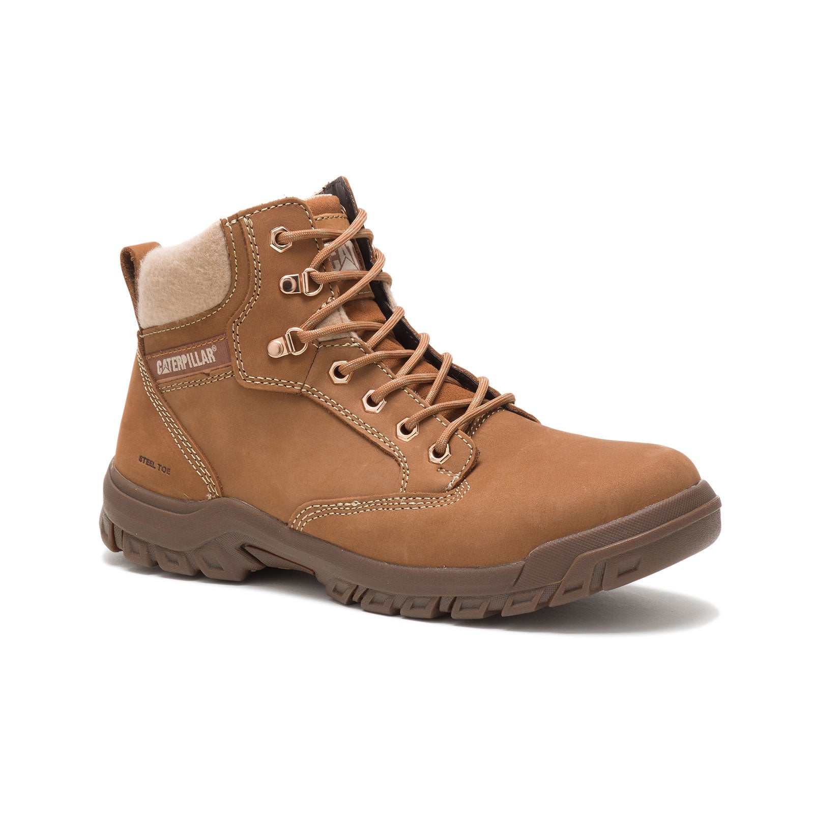 Tess Women's Steel Toe Work Boots - Brown Safety Shoes for Construction, Warehouse & Outdoor Work - Comfortable Non-Slip Work Boots for Women
