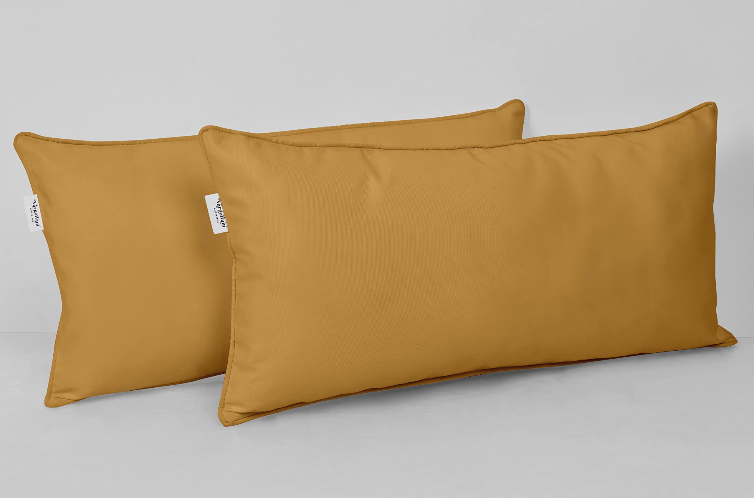 Waterproof Polyester Lumbar Pillow Covers 12x24 Inches, Set of 2 - All-Weather Indoor/Outdoor Cushion Cases for Sofa, Patio Furniture & Deck Chairs - Beige Decorative Pillow Protectors